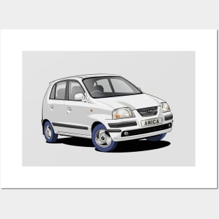 Hyundai Amica small car in white Posters and Art